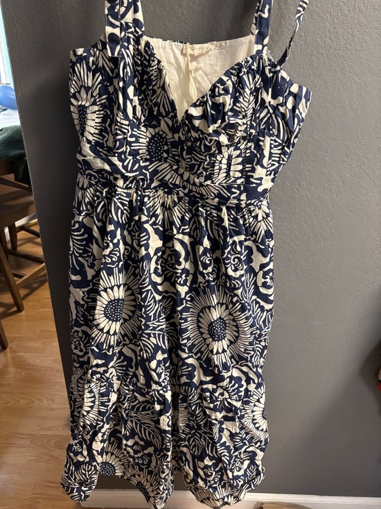 New Anthropologie Forever That Girl blue + white flounced floral midi dress xl - Picture 2 of 8